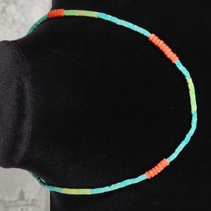 Artisan Crafted Turquoise/Coral Heishi Style Necklace
